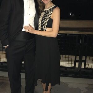 BCBGMaxAzria Black Dress with Gold Accents